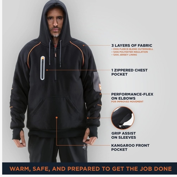 RefrigiWear Black Insulated Pullover Hoodie Size S - Picture 2 of 10